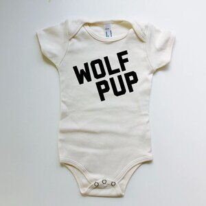 Wolf Pup Organic Cotton Baby one piece By Royal Apparel Snap Closures playful